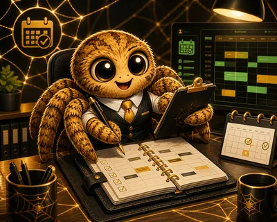 Webster the spider managing a booking calendar