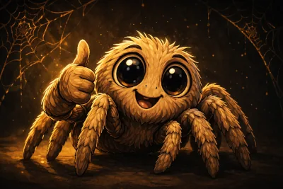 A friendly spider giving a thumbs up
