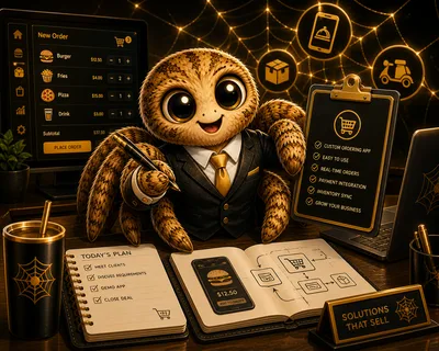 Webster the spider managing an online ordering system